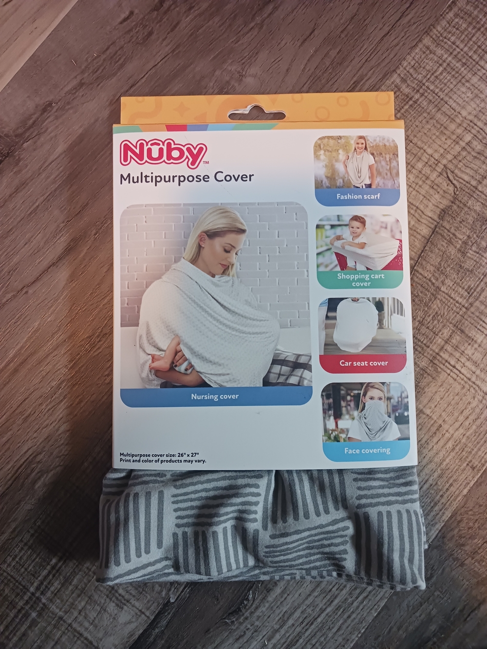 Nuby Gray Striped Multipurpose Nursing & Car Seat Cover